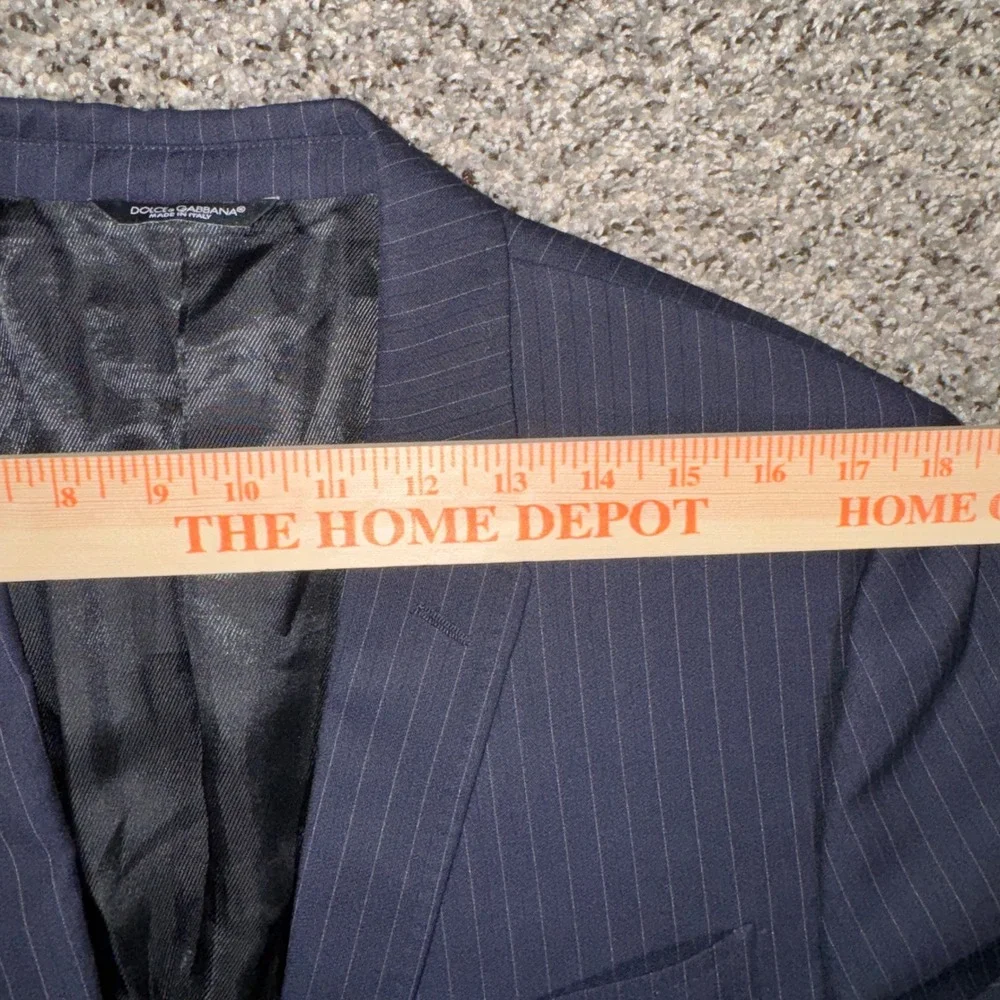 Dolce & Gabbana Mens 40R Navy Blue Pinstripe Virgin Wool Blazer Suit Jacket